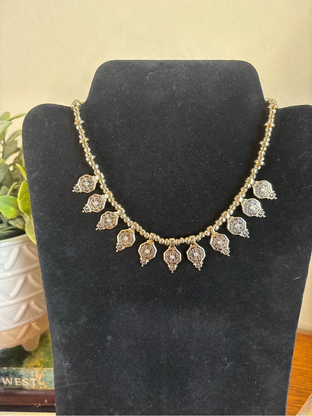 Premier Designs Gold Drop Charm Necklace